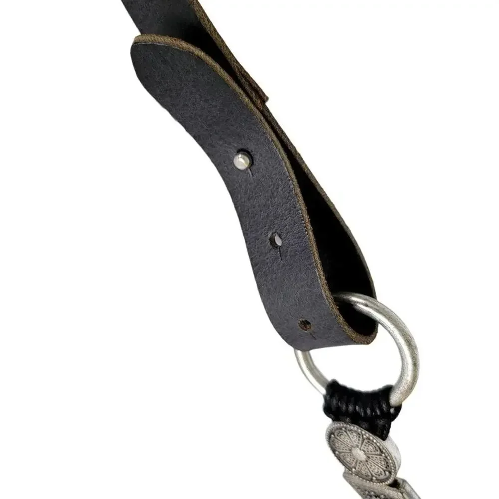 Antoniazzi Firenze Leather Belt Black Silver Women Size XL Italian Designer